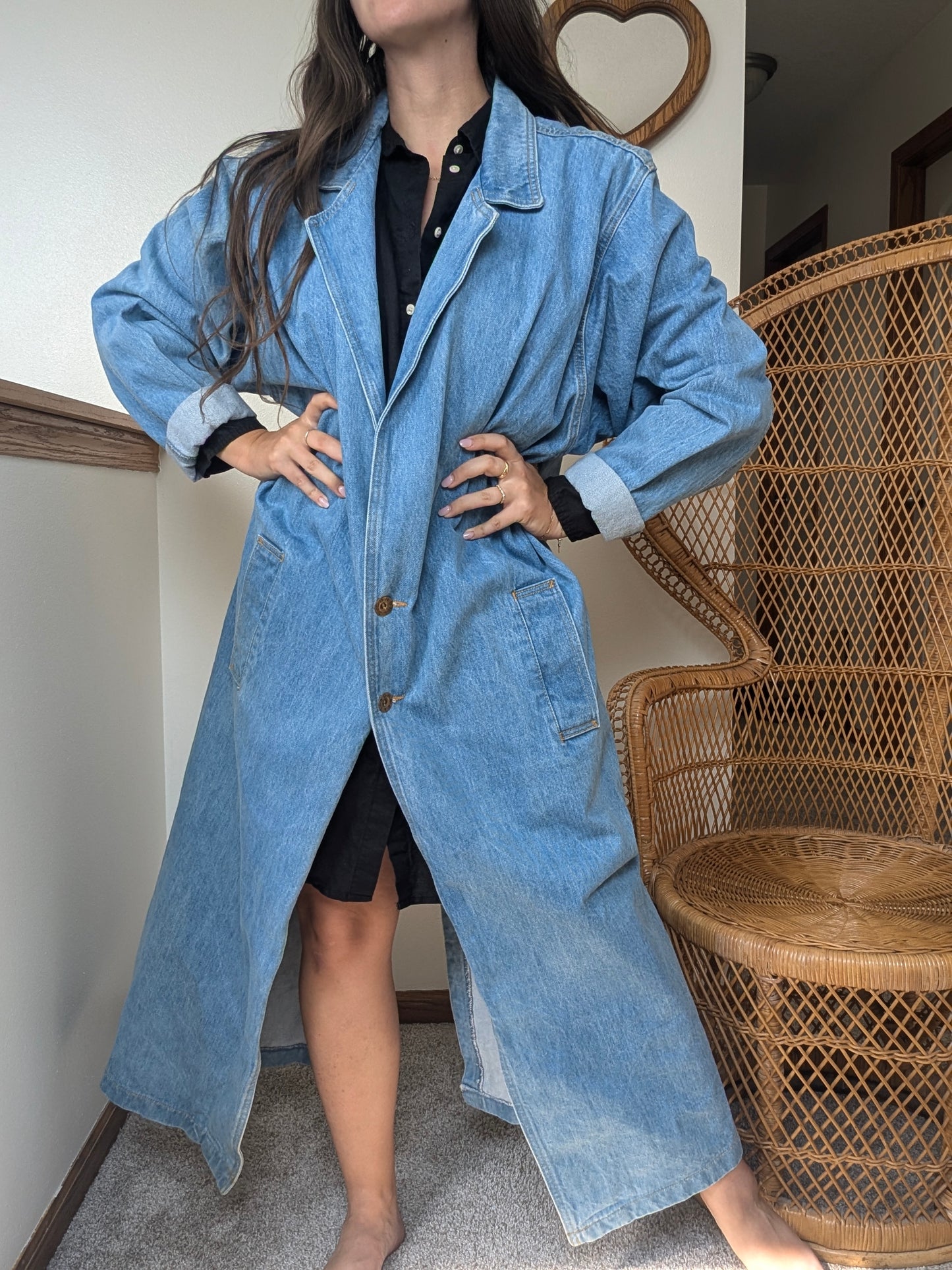 1980s denim trench