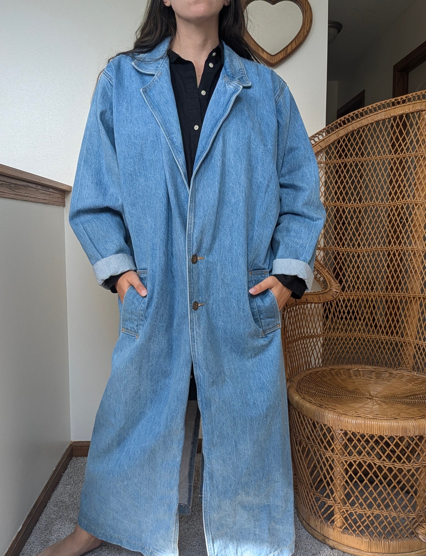 1980s denim trench