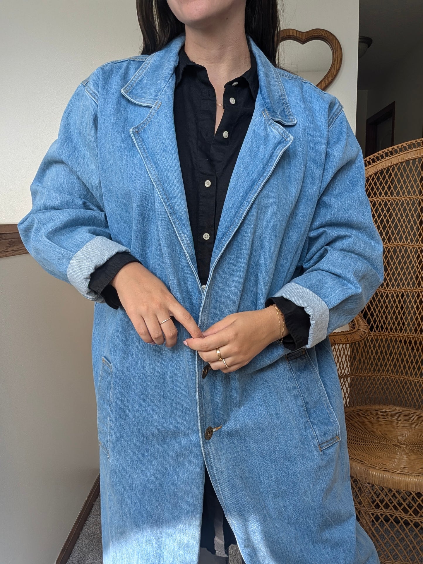 1980s denim trench