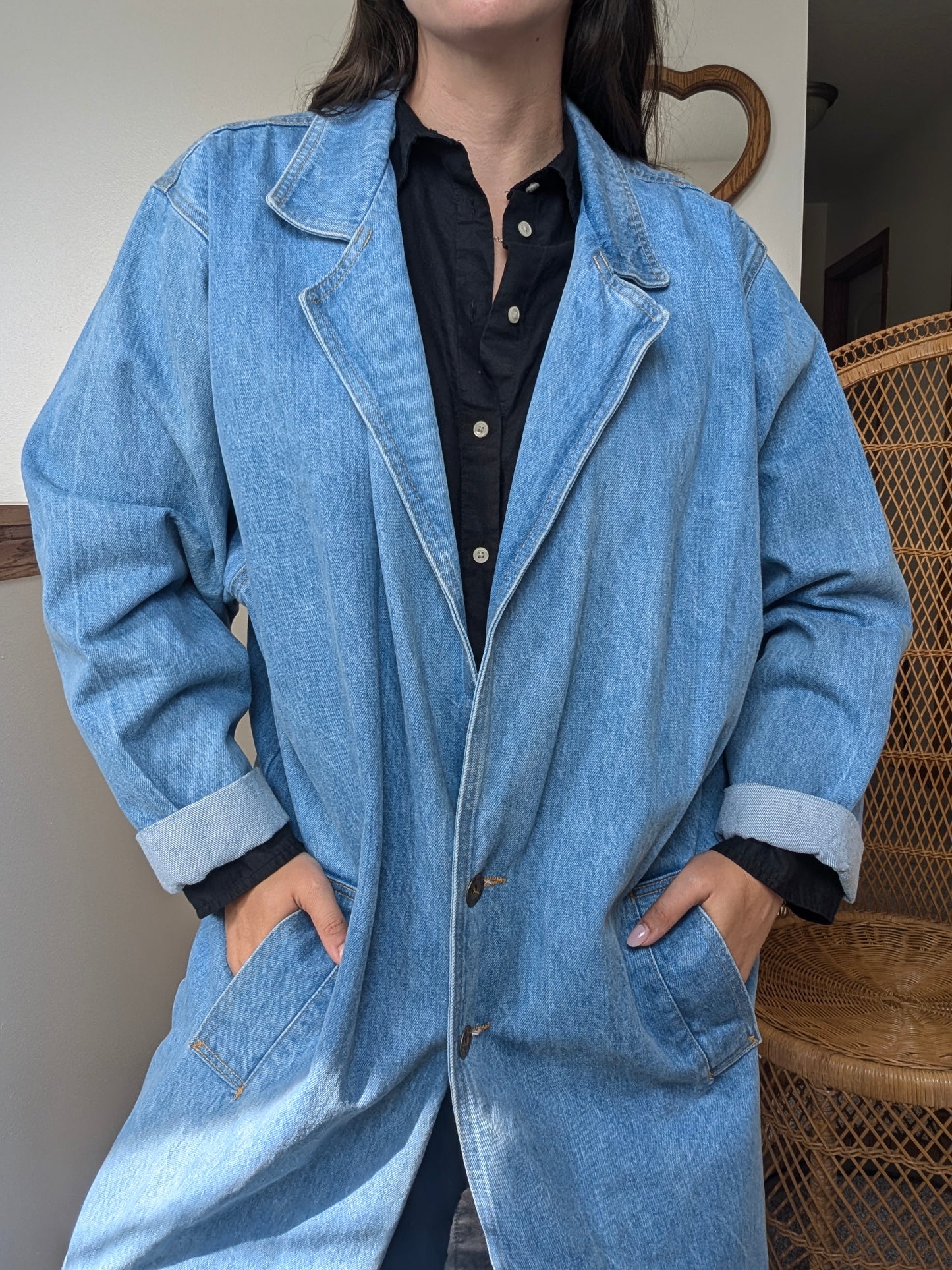 1980s denim trench