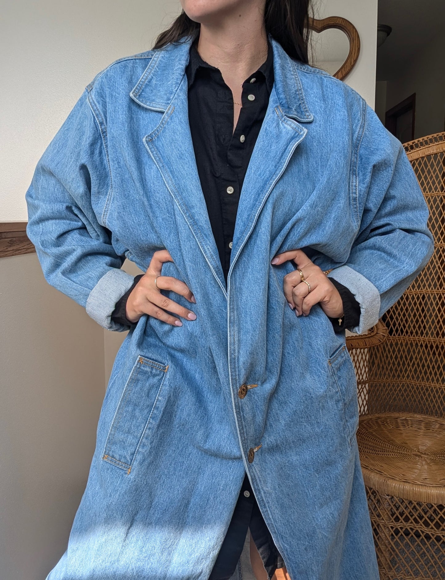 1980s denim trench