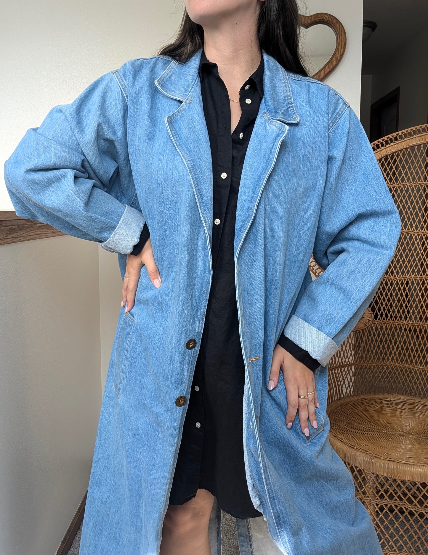 1980s denim trench