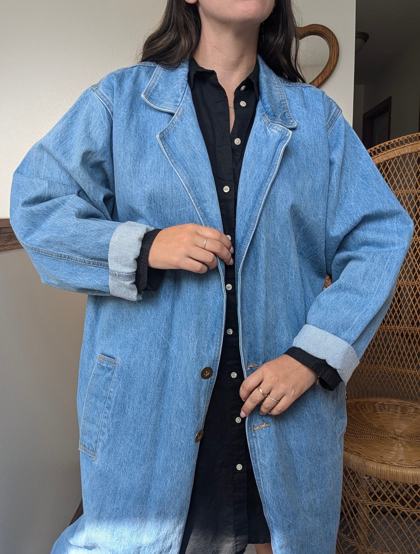 1980s denim trench