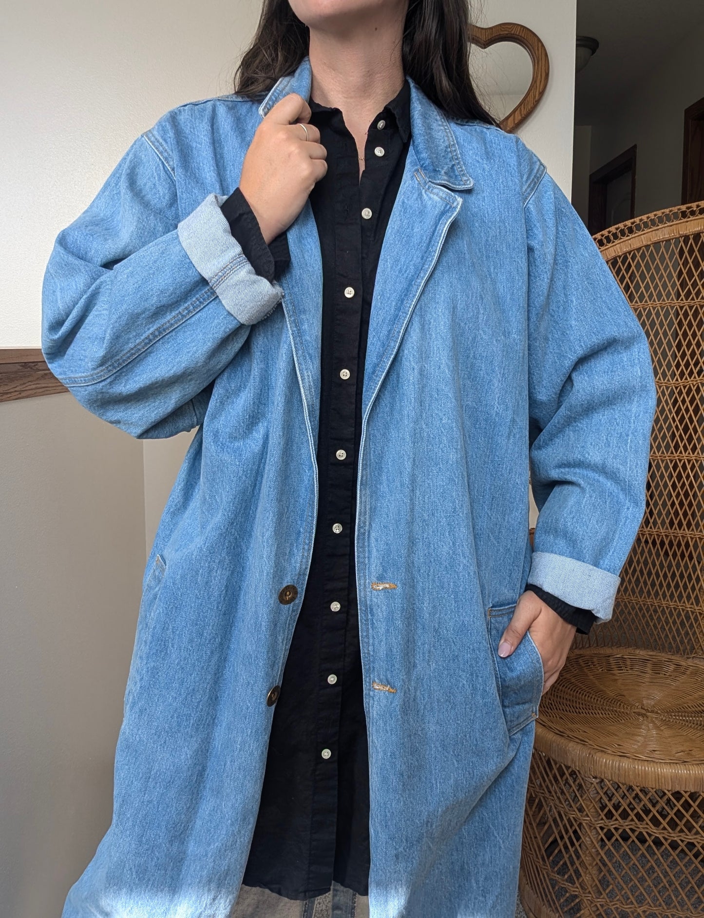 1980s denim trench