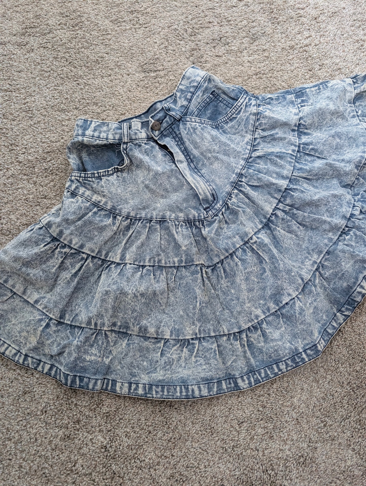 1990s bleach dyed tiered skirt