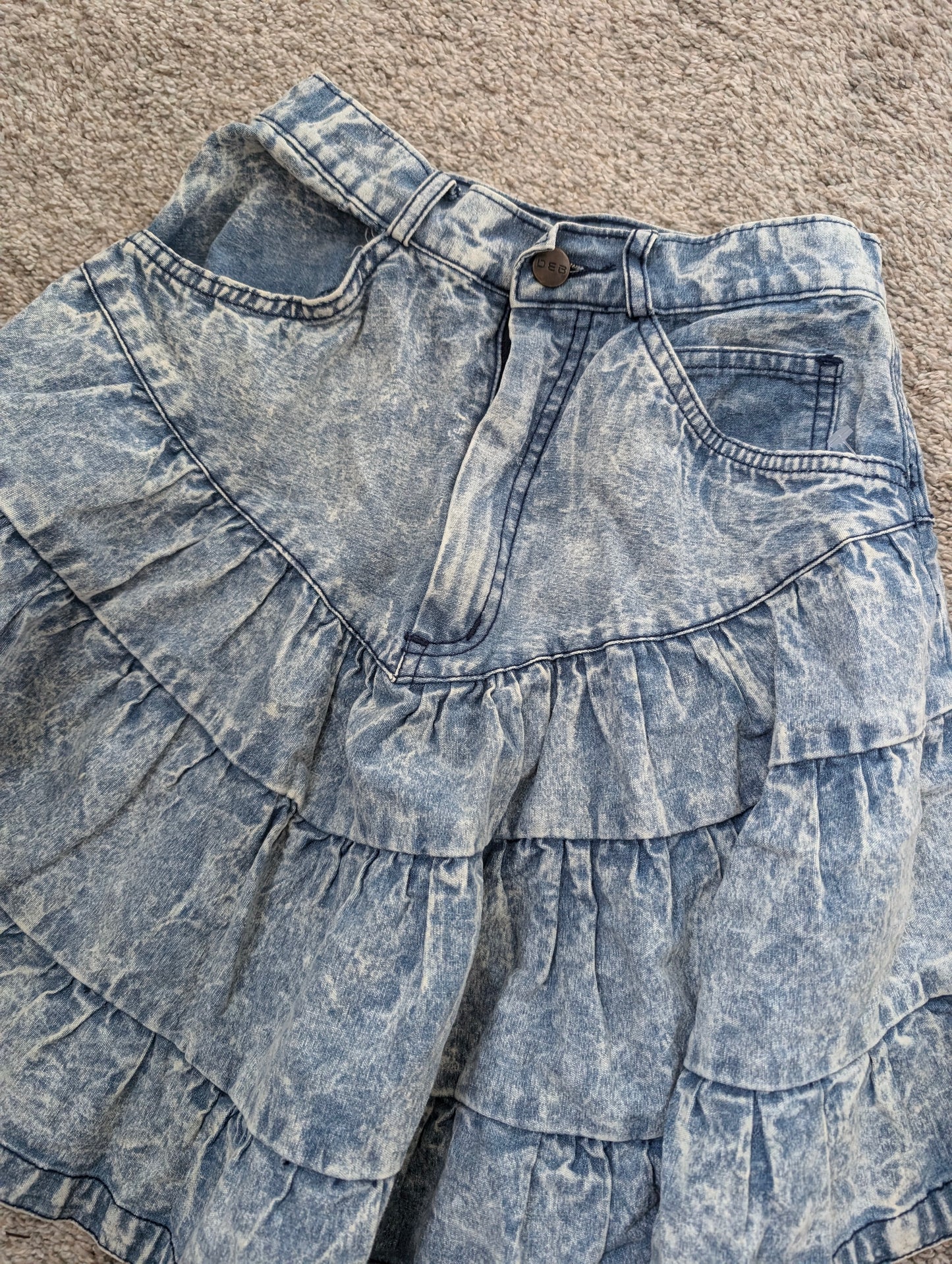 1990s bleach dyed tiered skirt