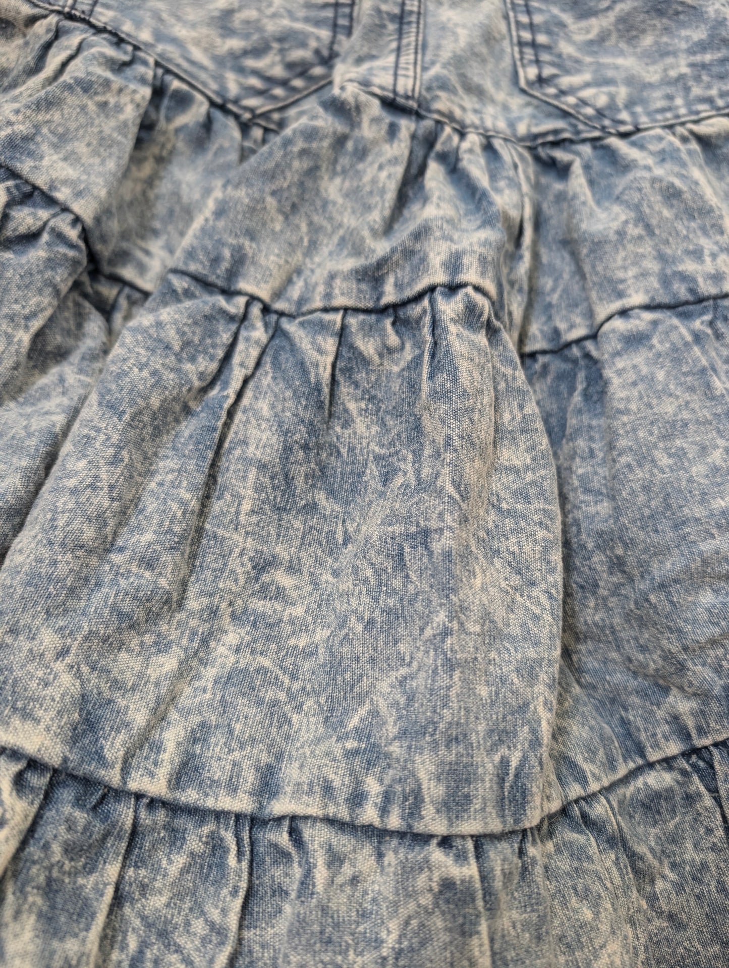 1990s bleach dyed tiered skirt