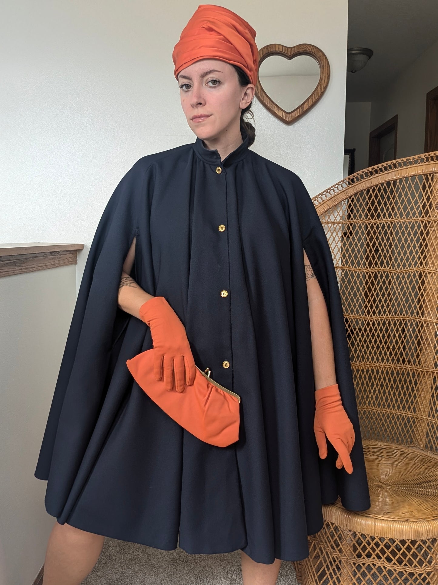 1950s orange purse and glove set