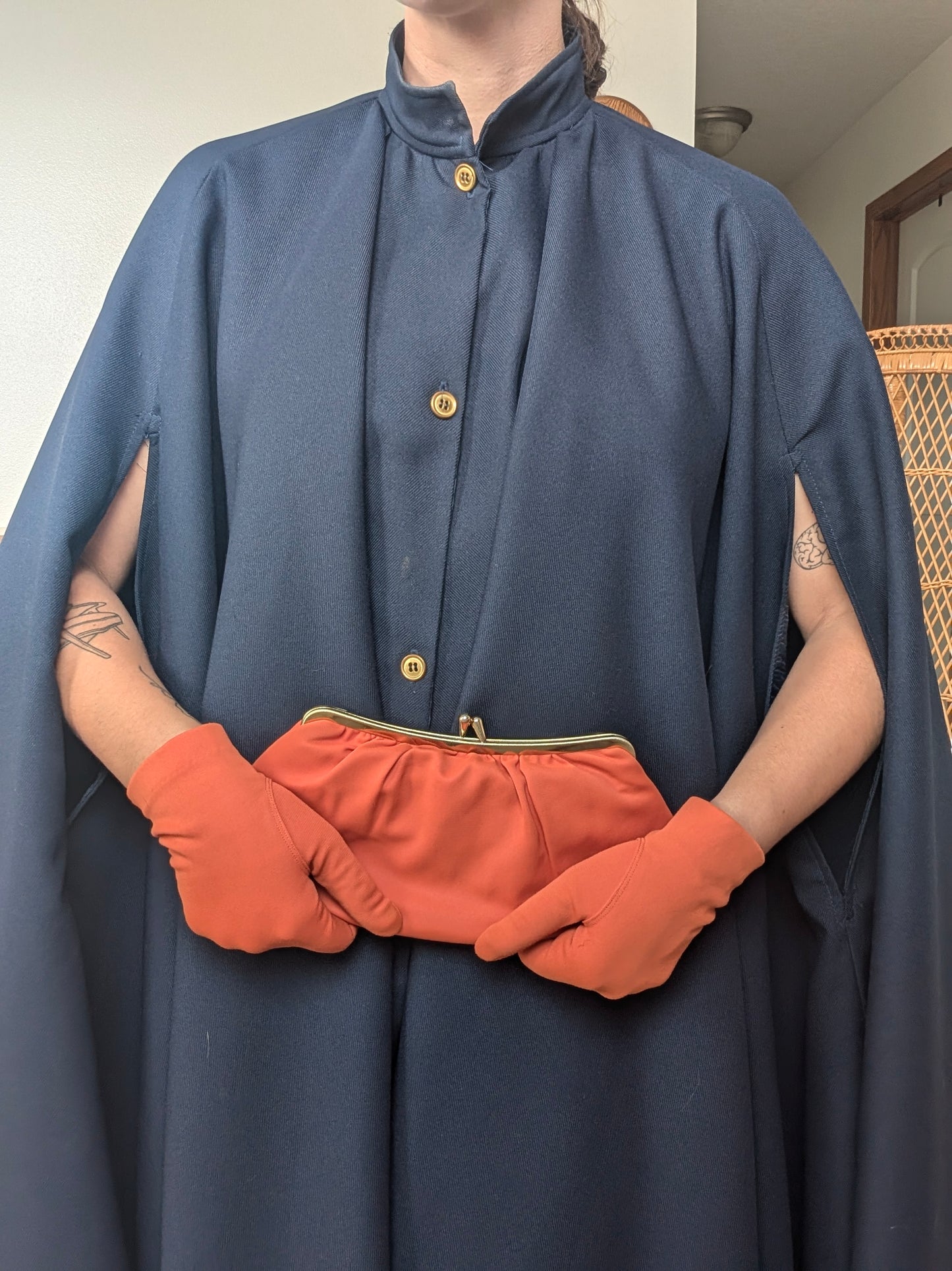 1950s orange purse and glove set