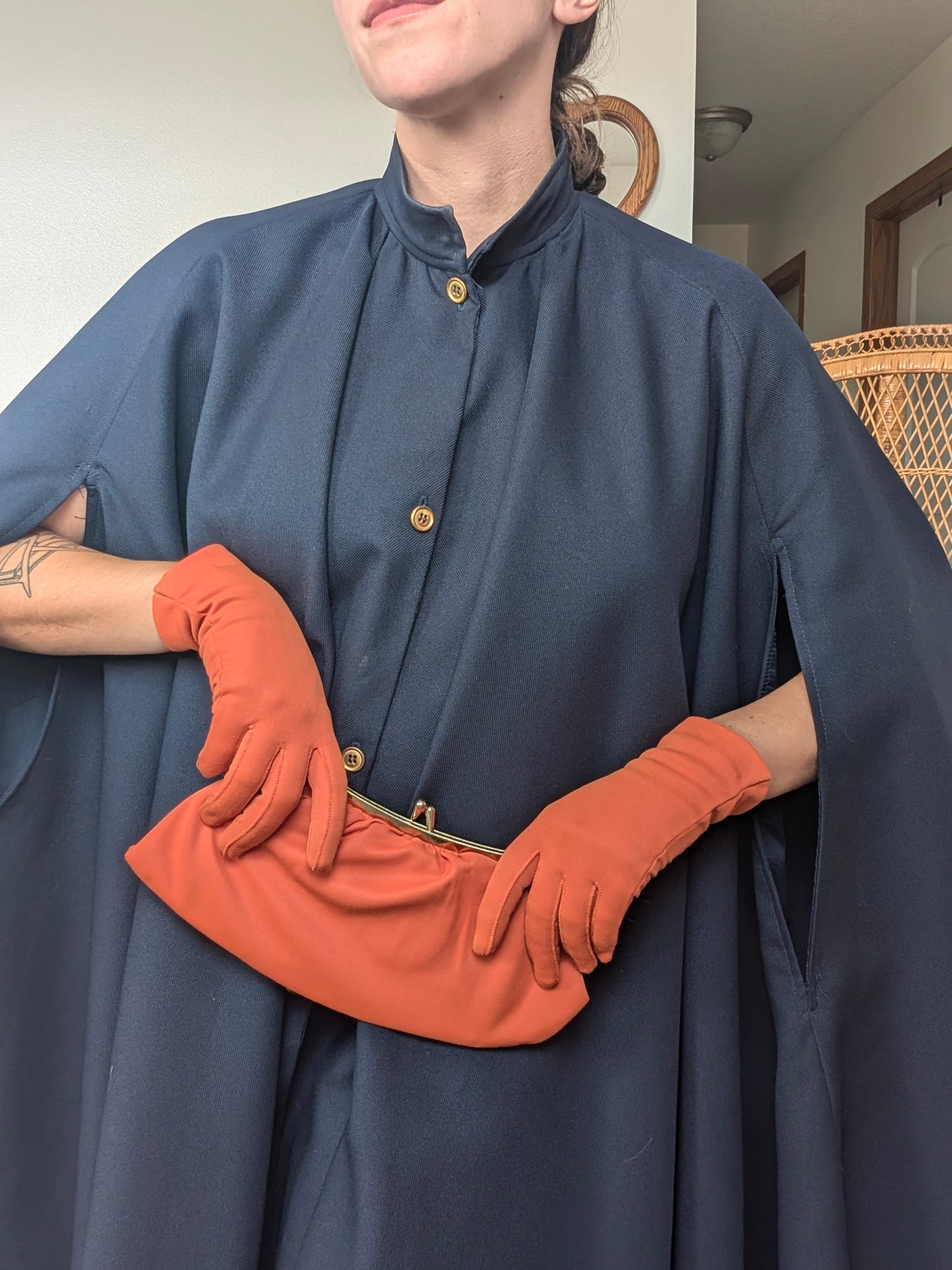 1950s orange purse and glove set