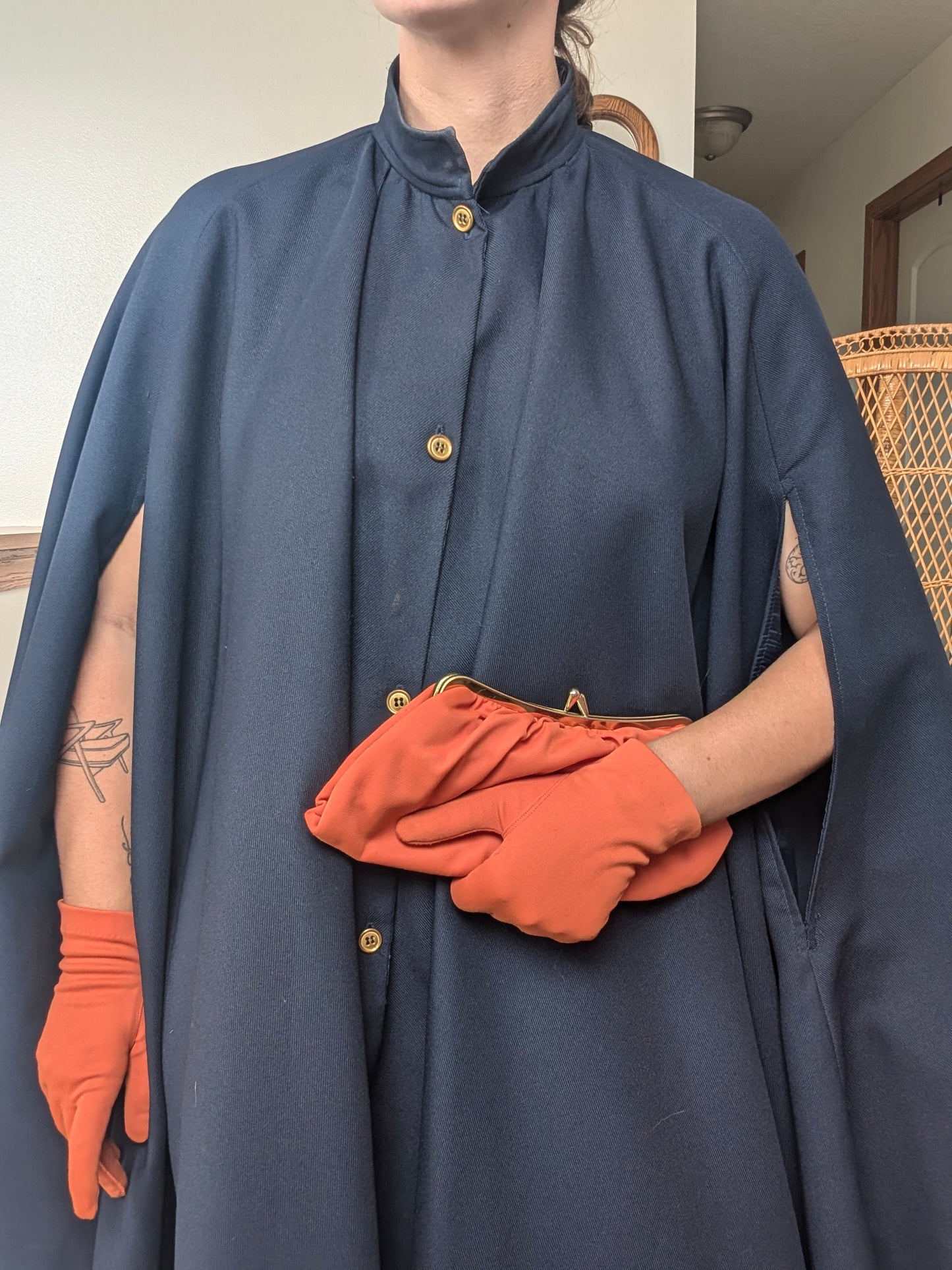 1950s orange purse and glove set