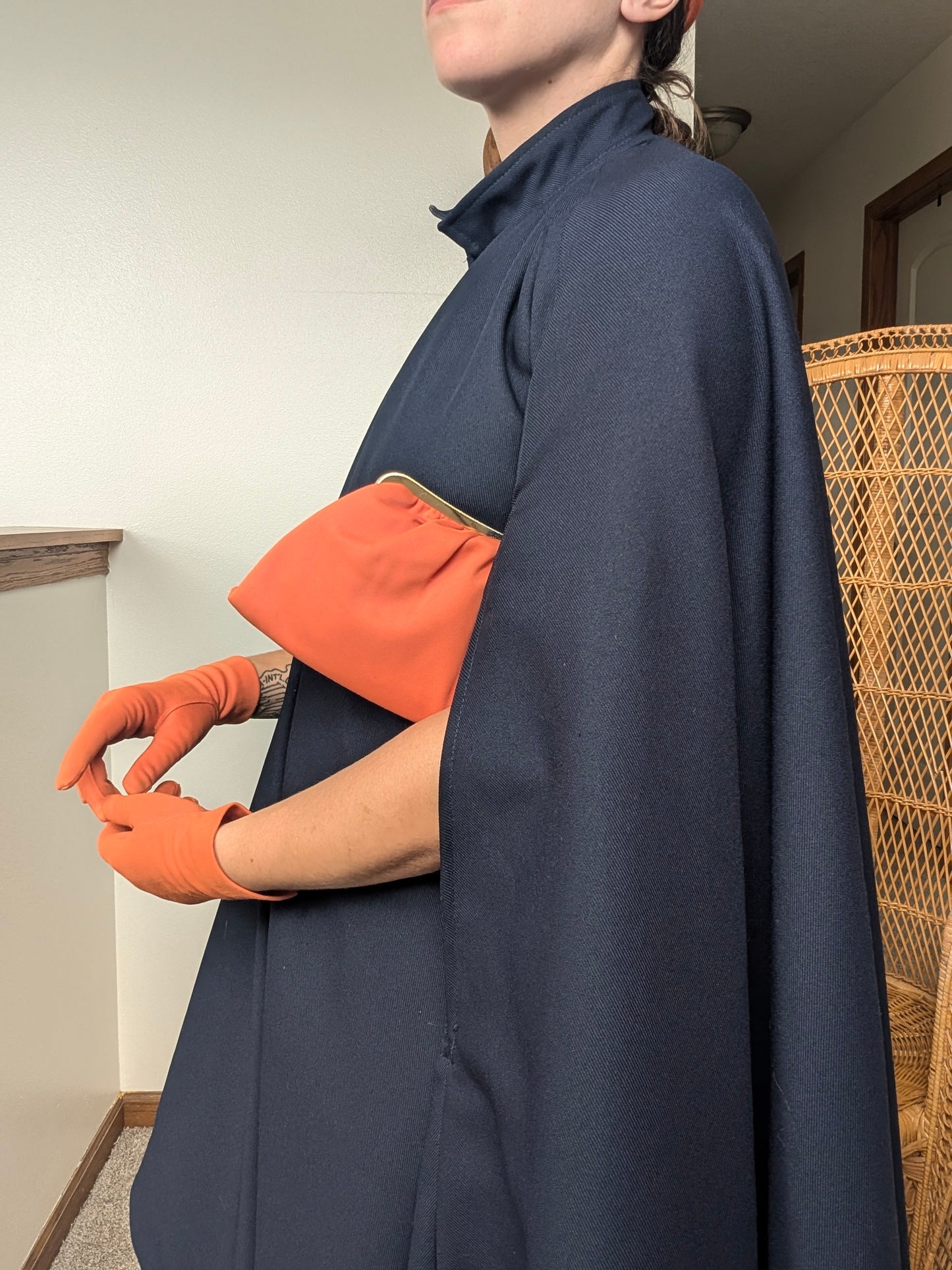 1950s orange purse and glove set