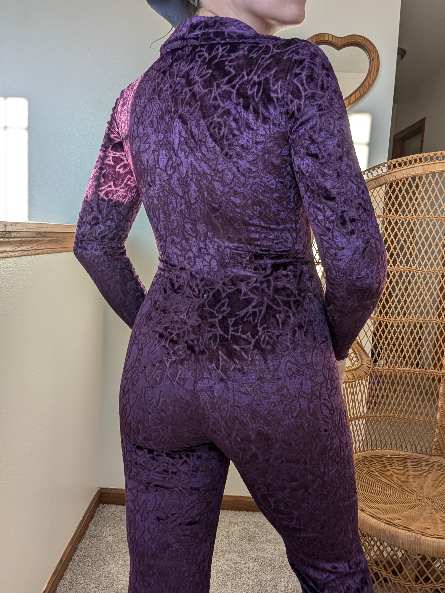 1960/70s purple velvet jumpsuit