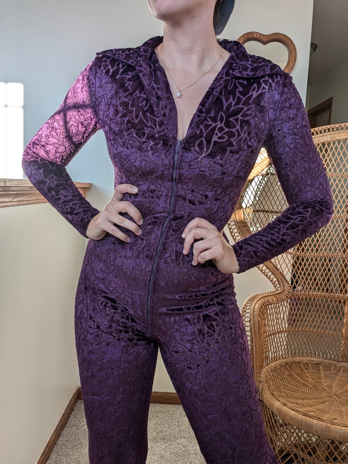 1960/70s purple velvet jumpsuit