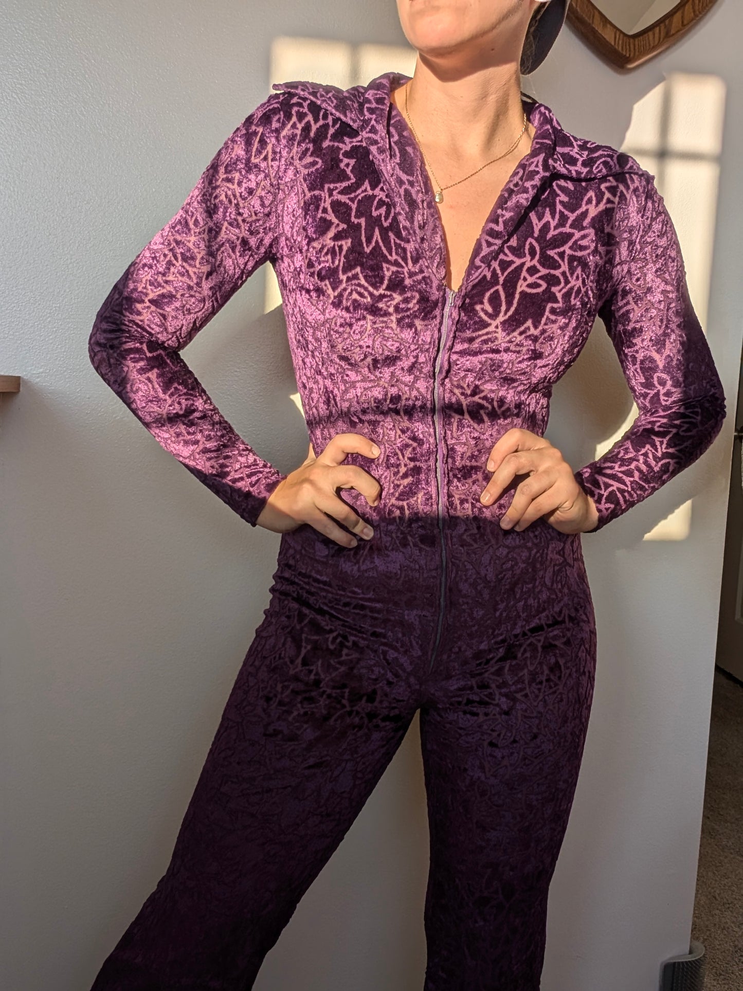 1960/70s purple velvet jumpsuit