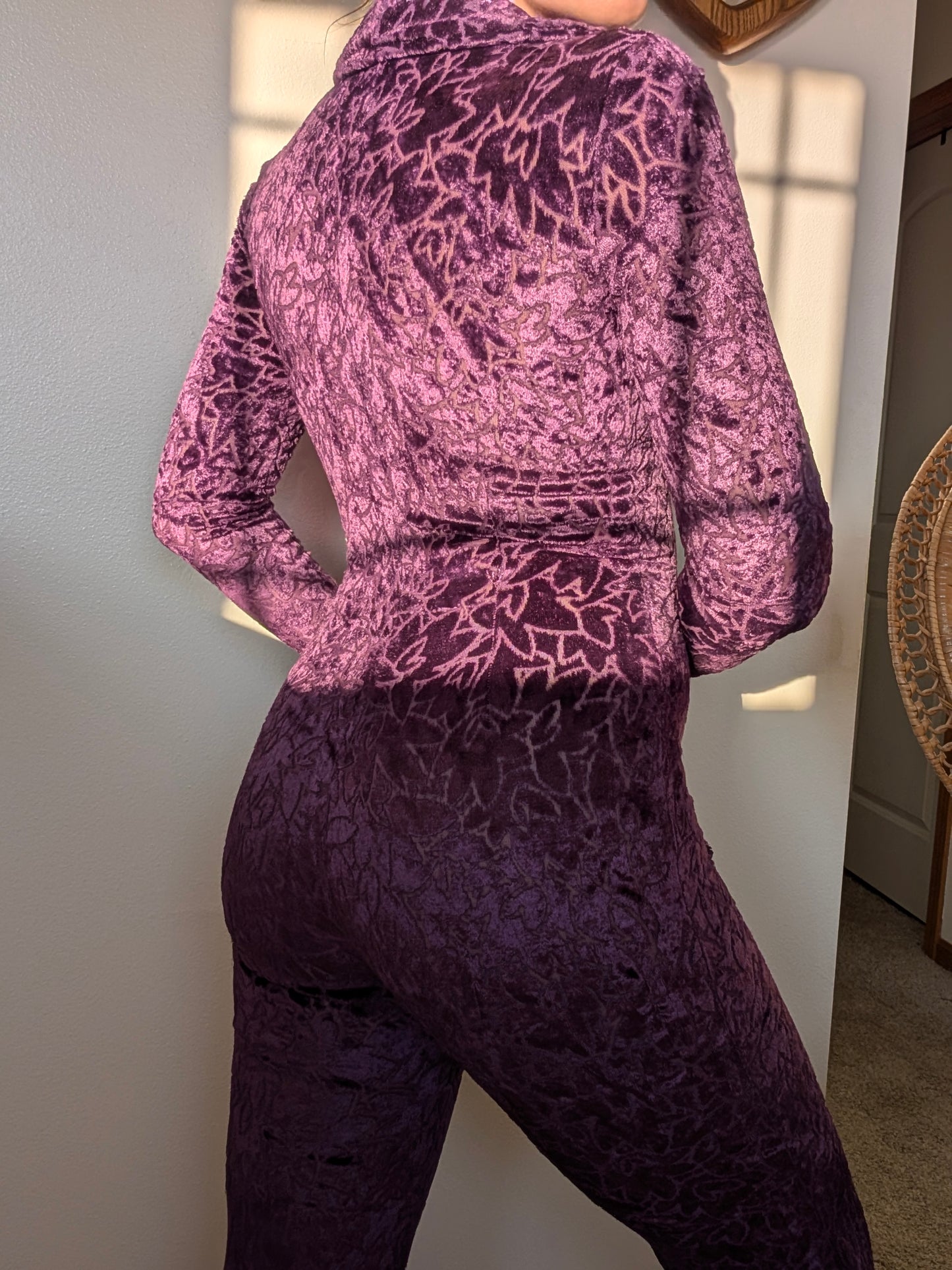 1960/70s purple velvet jumpsuit