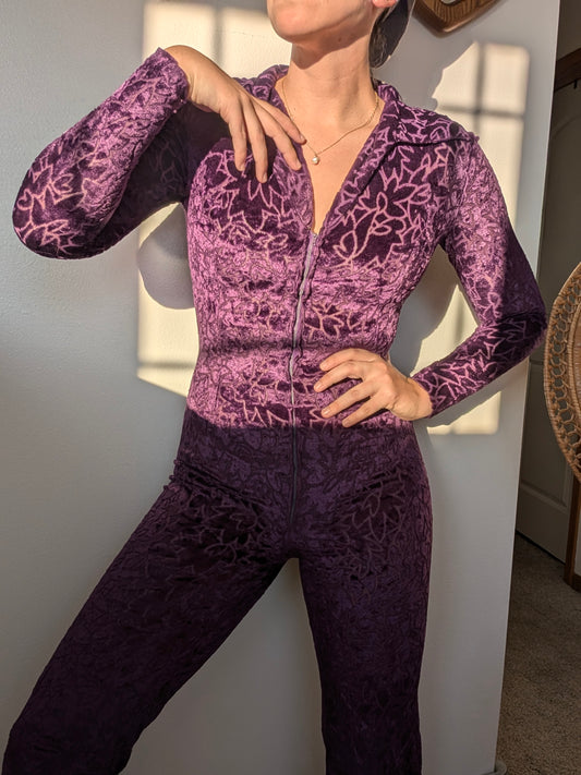 1960/70s purple velvet jumpsuit