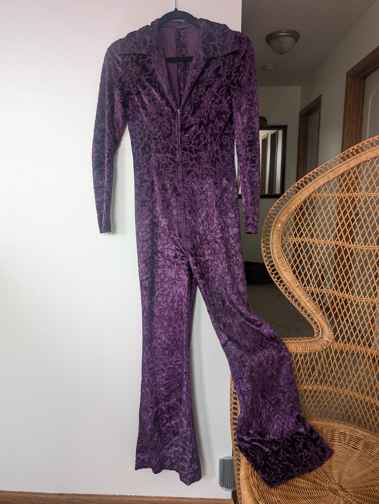 1960/70s purple velvet jumpsuit