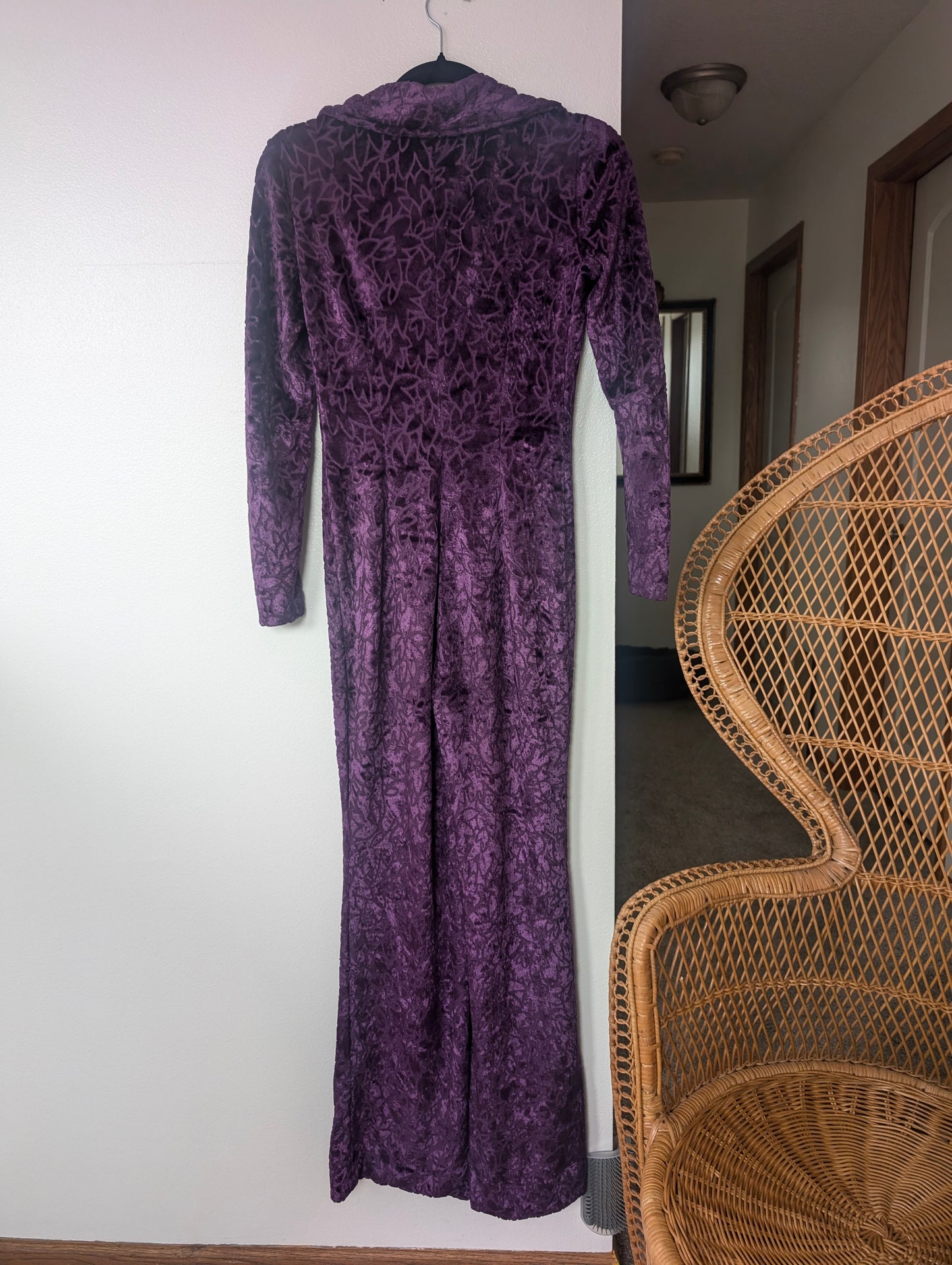 1960/70s purple velvet jumpsuit