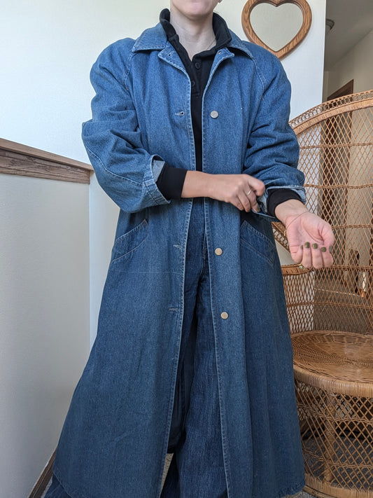 1990s denim duster jacket