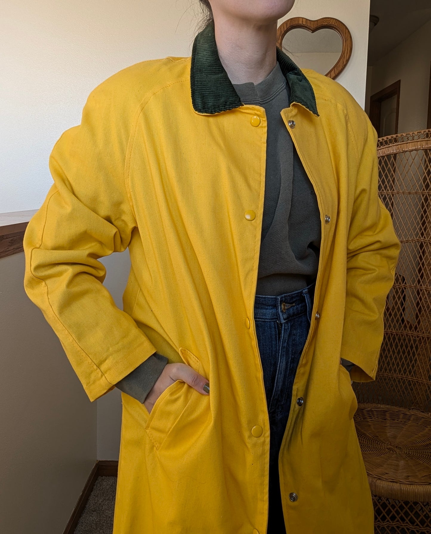 1980s yellow duster jacket