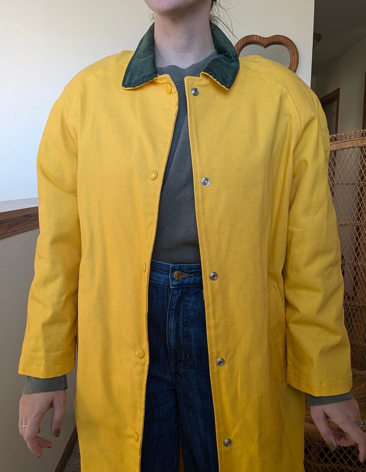 1980s yellow duster jacket