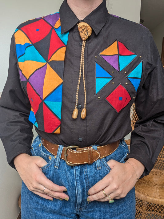 1960s wood bolo tie