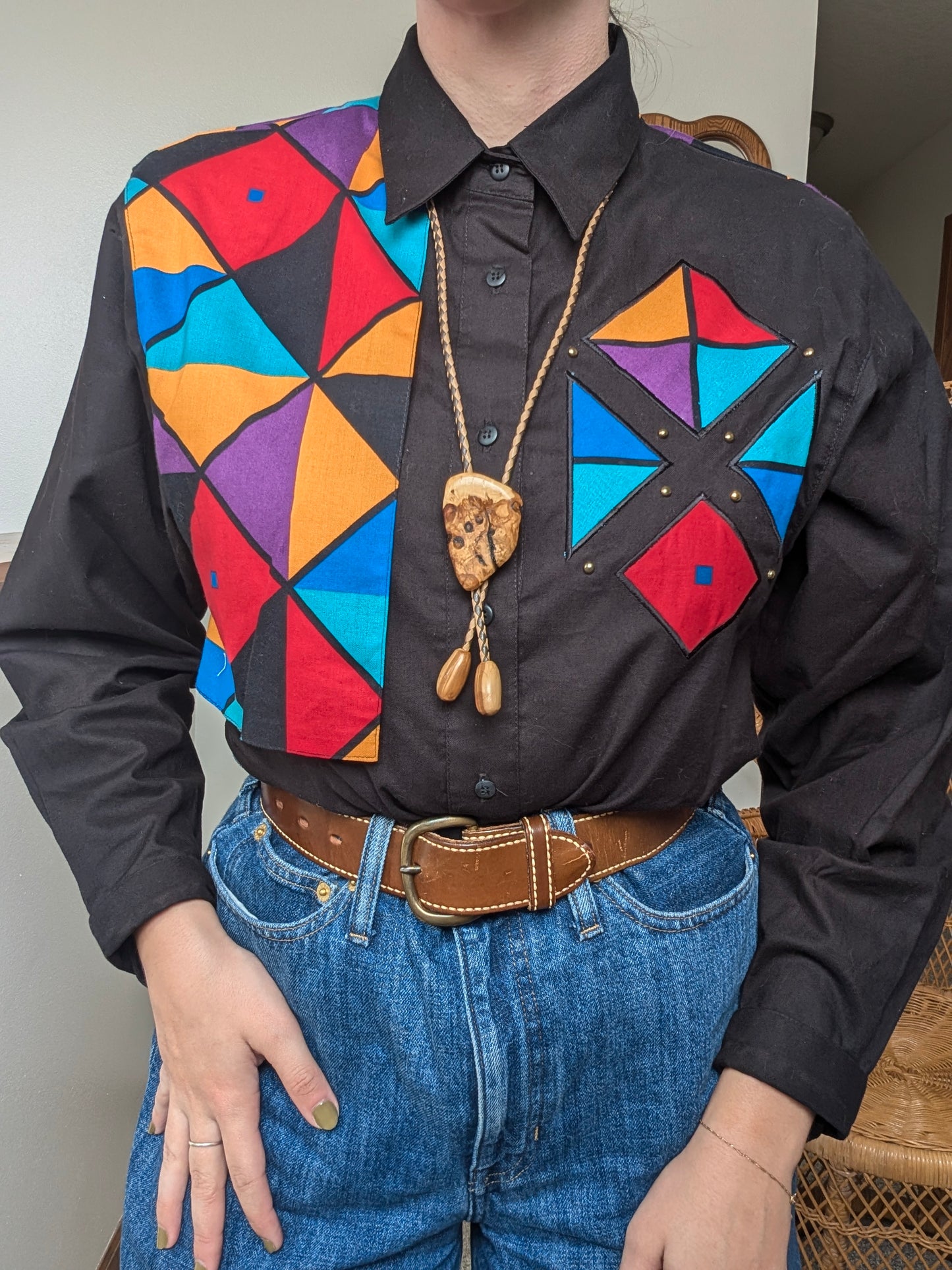 1960s wood bolo tie