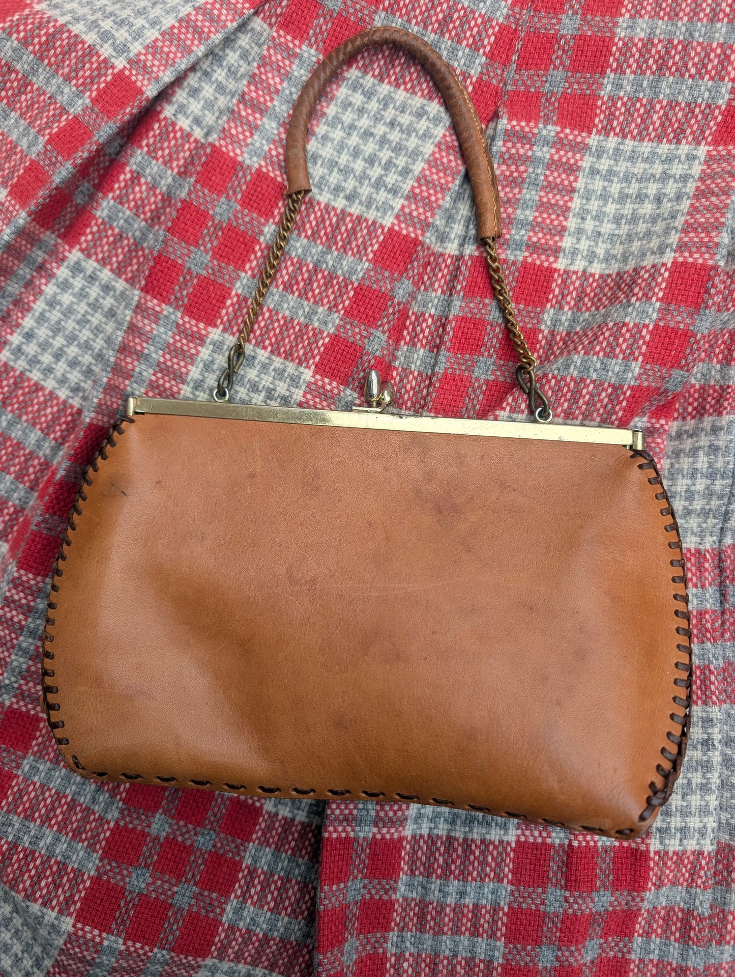 1970s tooled leather handbag