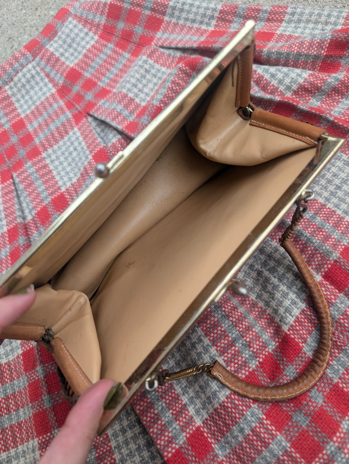 1970s tooled leather handbag