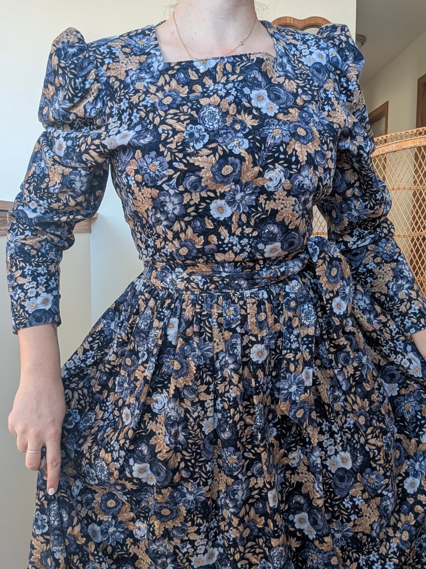 1980s Laura Ashley corduroy dress