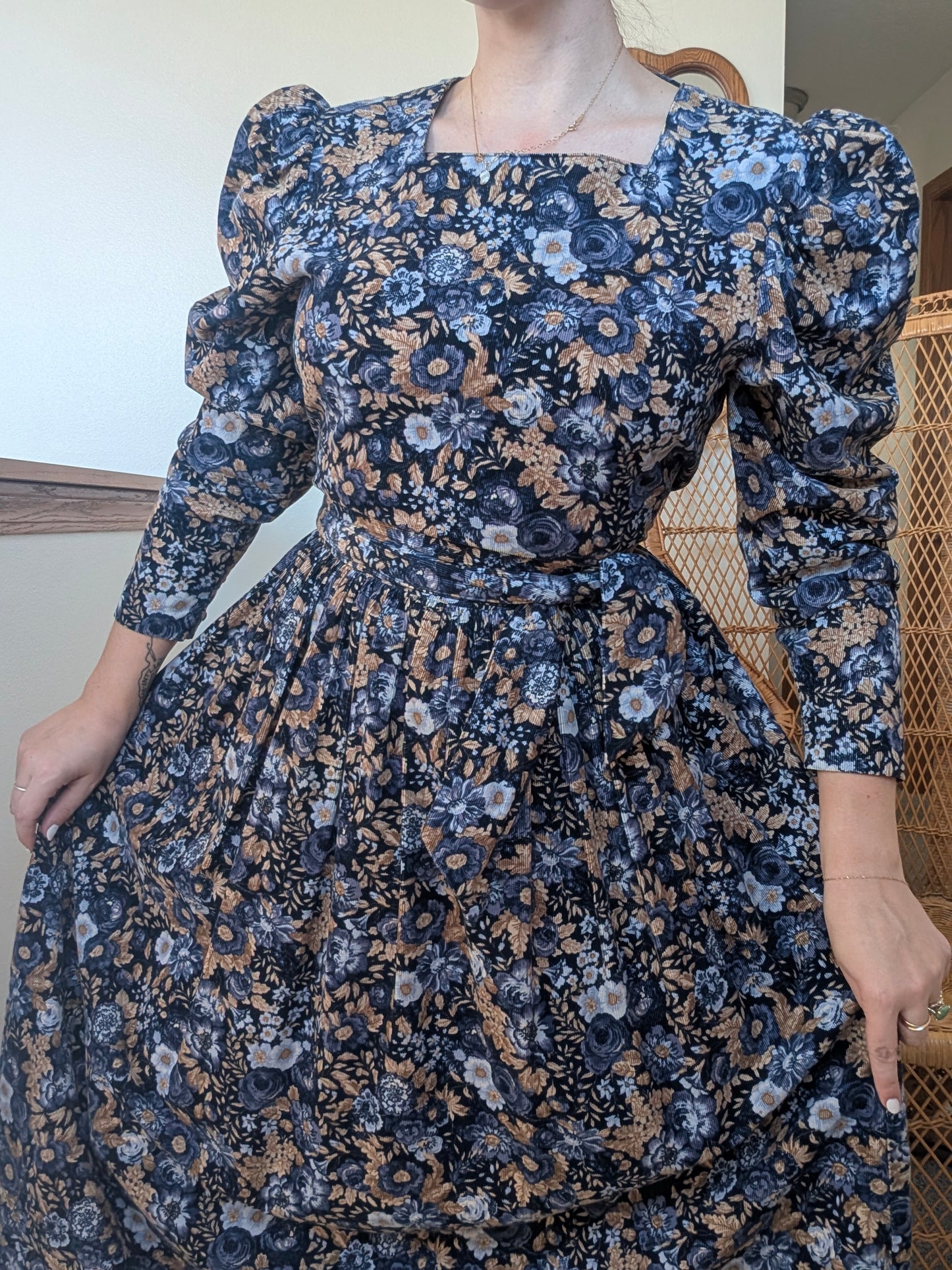 1980s Laura Ashley corduroy dress