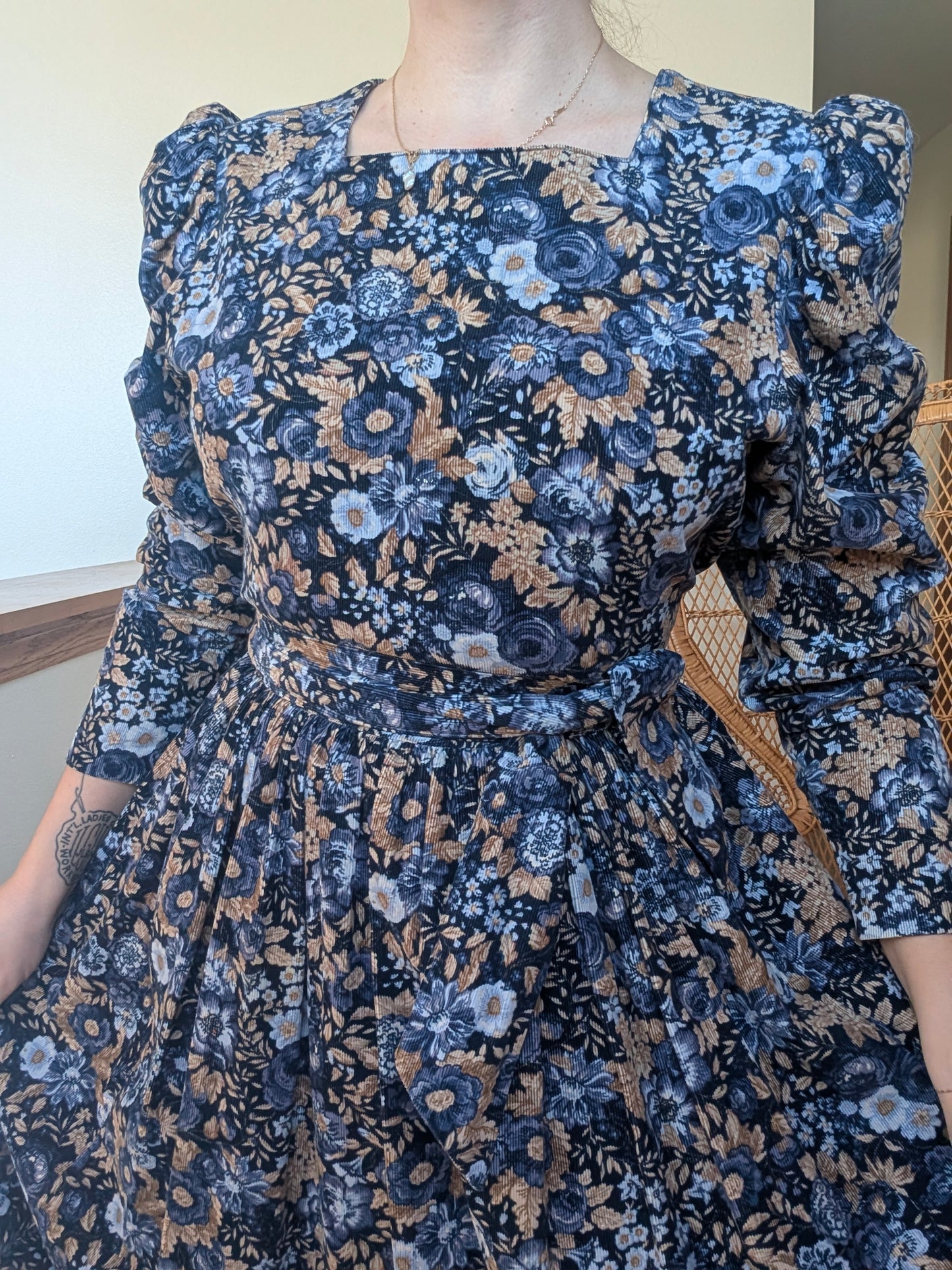 1980s Laura Ashley corduroy dress