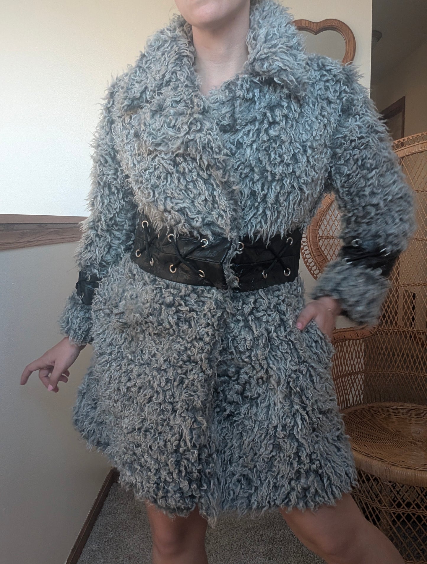 1980s curly lamb coat