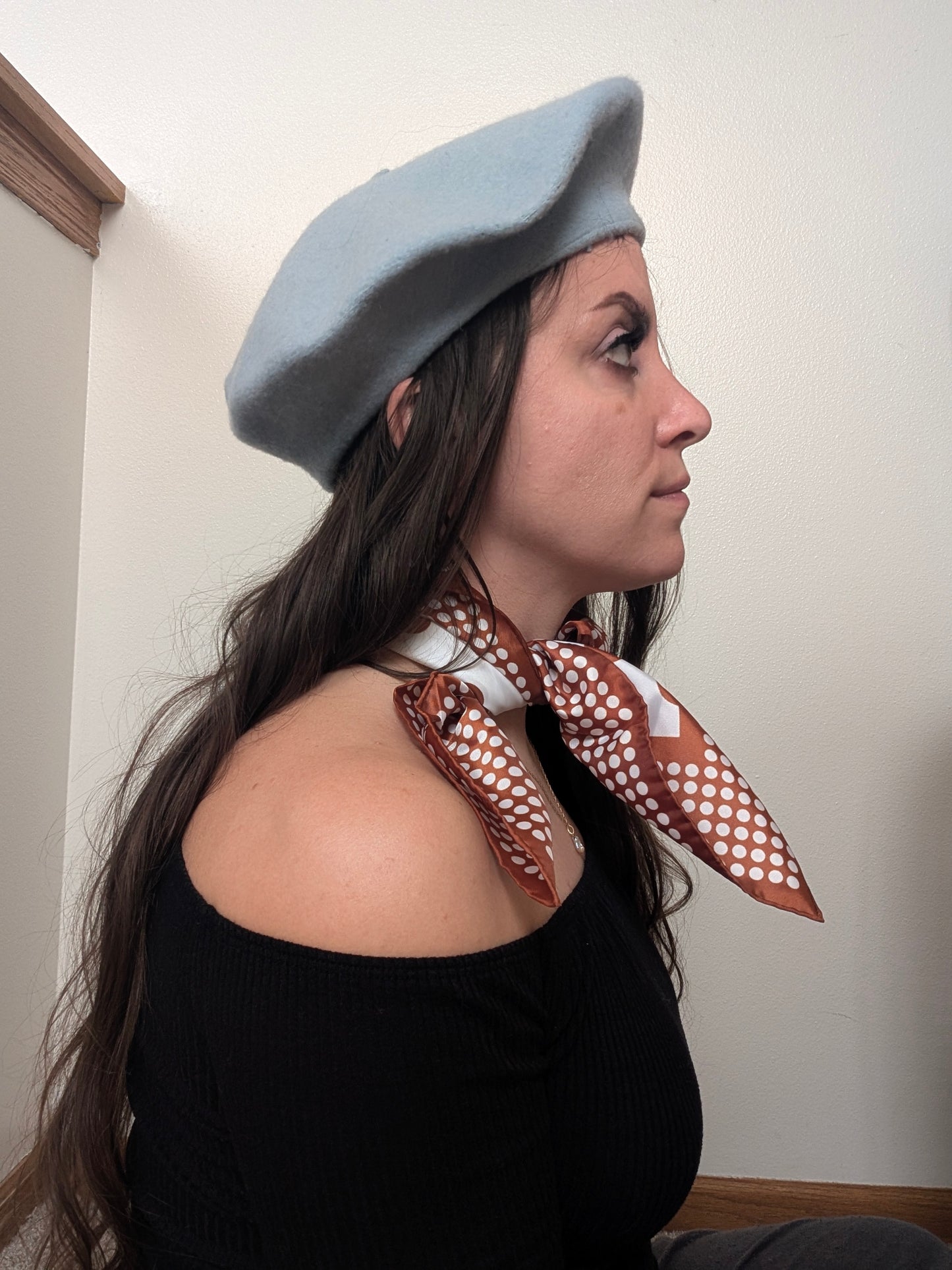 1970s baby blue wool beret