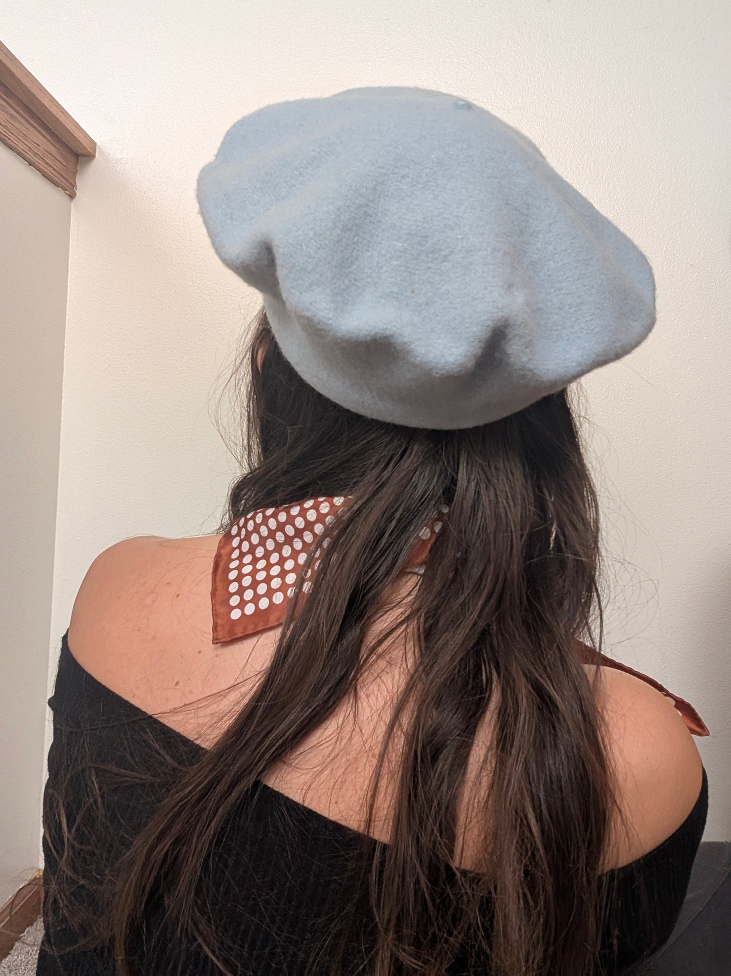 1970s baby blue wool beret