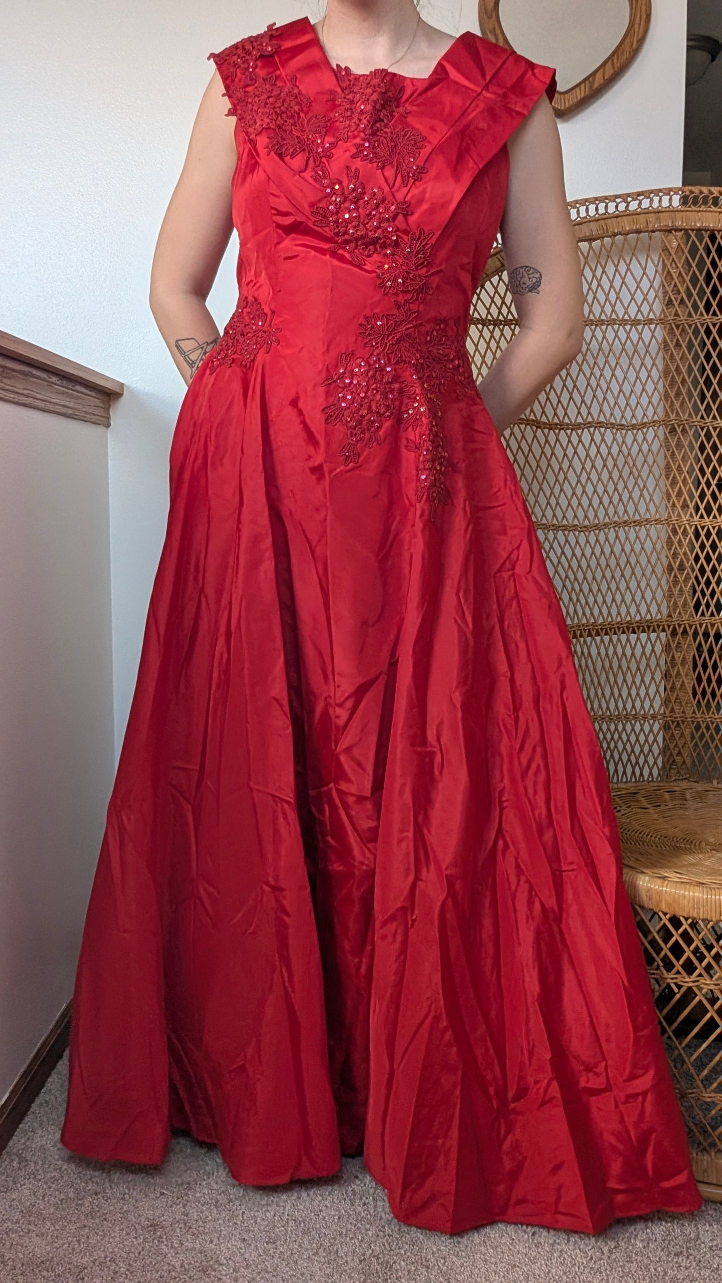 1980s red gown