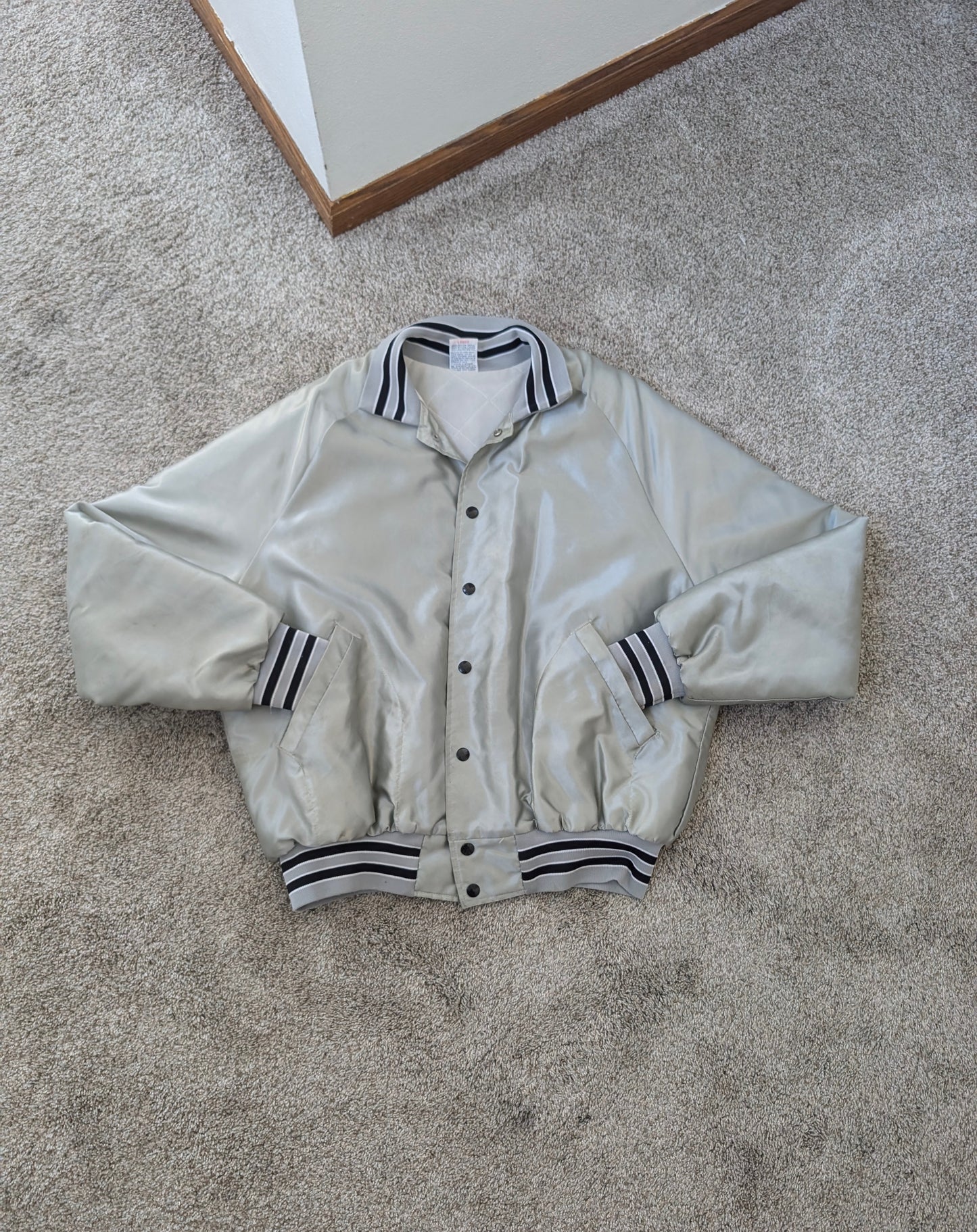 1980s satin firefighter bomber jacket