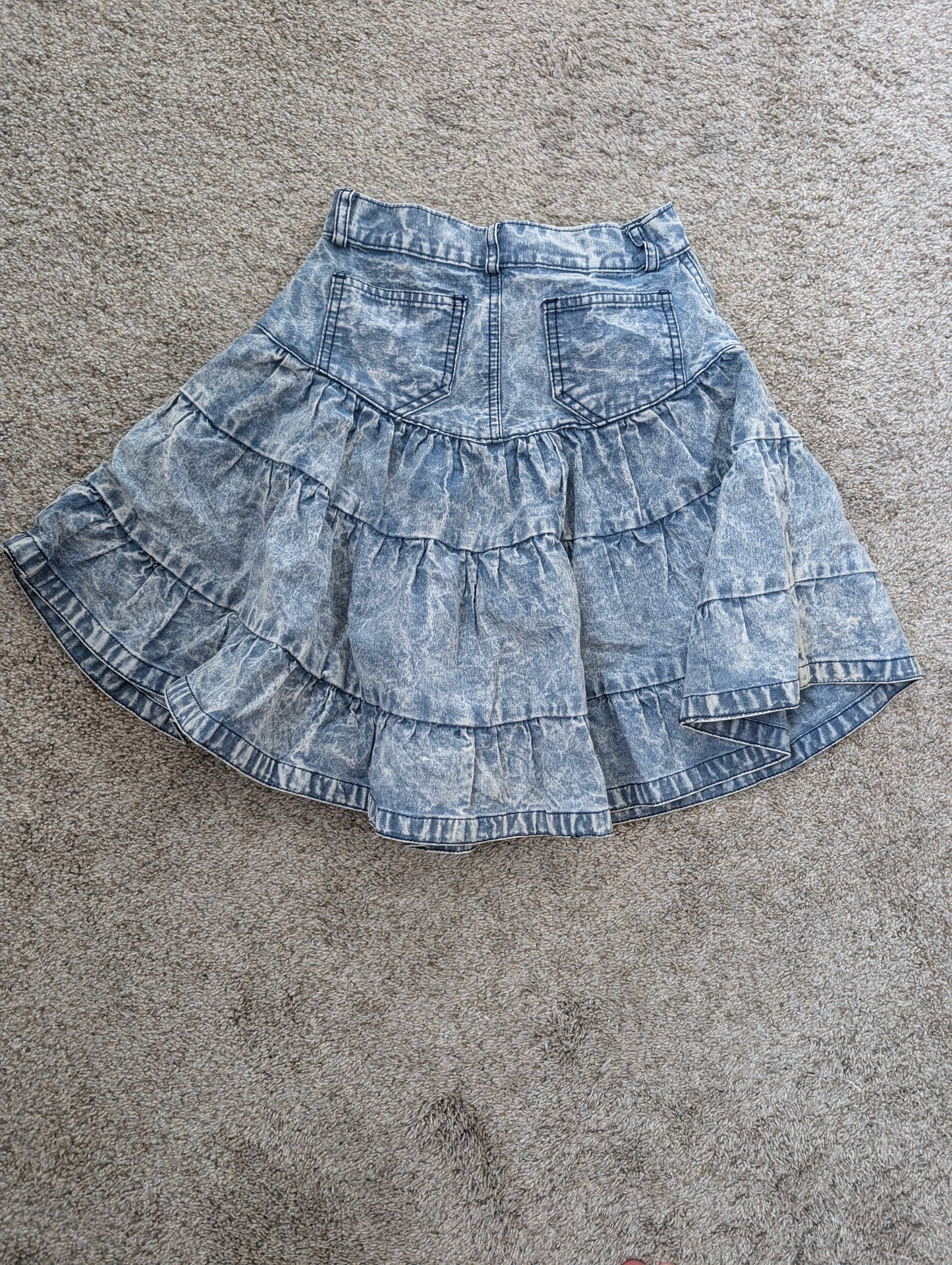 1990s bleach dyed tiered skirt