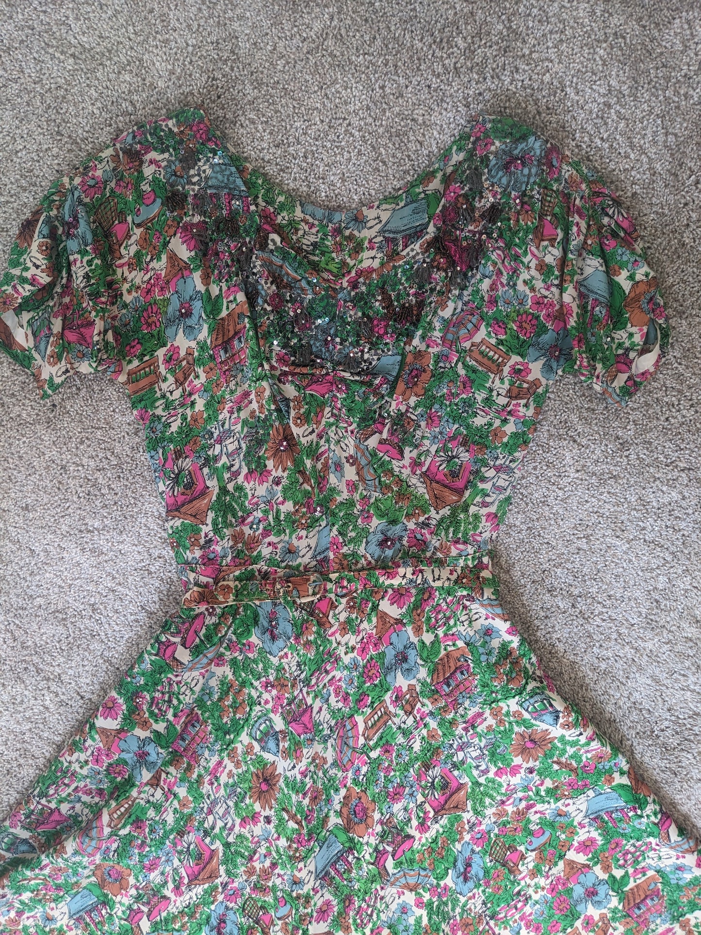 1930s Martha Weathered beaded dress