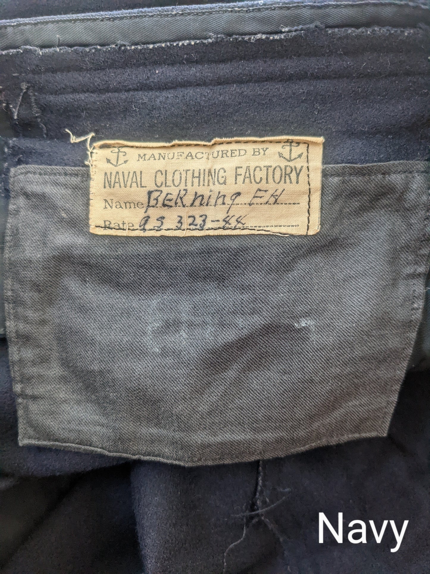 1940s Navy-colored Naval Clothing Factory Pants