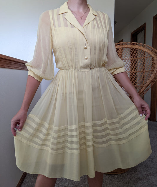 1940s Pastel Yellow Dress