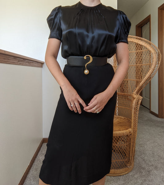 1940s Ink Black Dress