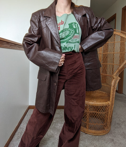 1970s Chocolate Brown Leather Jacket