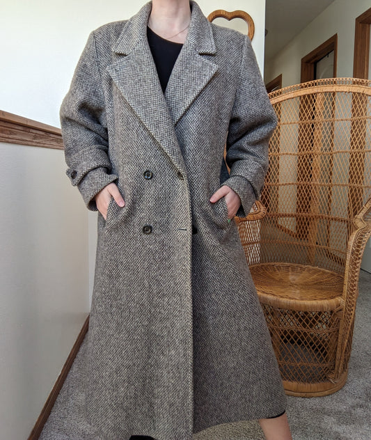 1980s Union-Made Wool Herringbone Coat