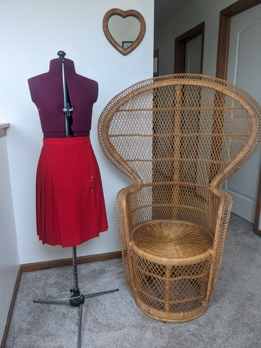 1990s Cherry Red Pleated Mini Skirt