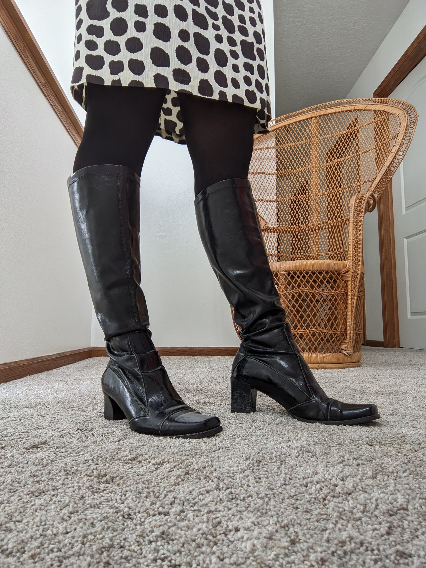 Y2k Does 60s Franco Sarto Tall Black Boots