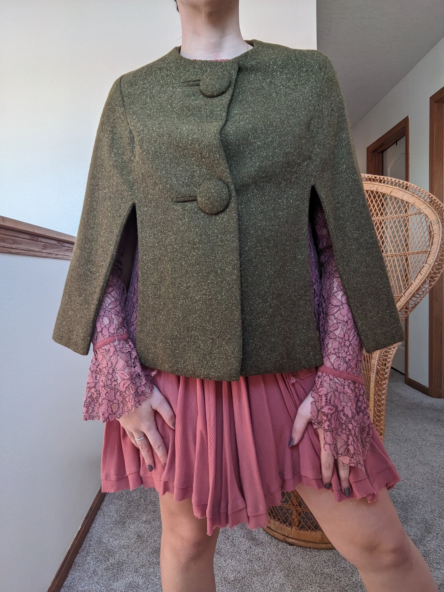 1960s olive cape