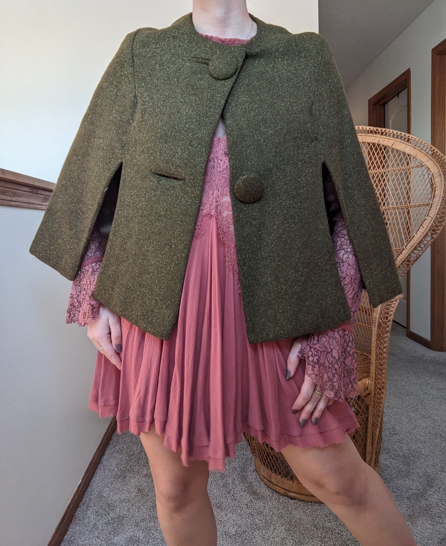 1960s olive cape