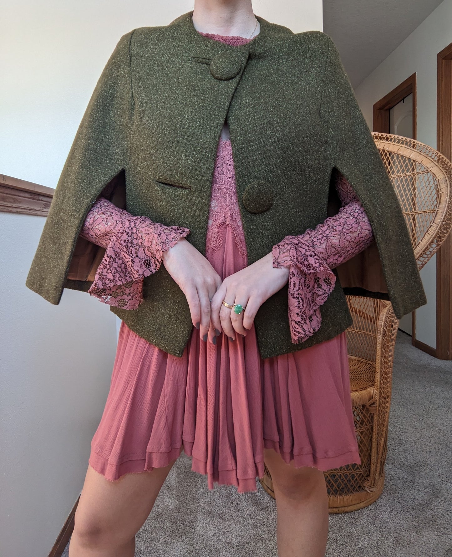 1960s olive cape